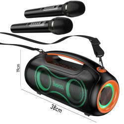 Φορητό Ηχείο Wireless Hoco DS67 Cool Hi-Fi v5.4 6000mAh 600W AUX MicroSD USB με 2 Ασύρματα Μικρόφωνα και RGB Φωτισμό IPX5 51432