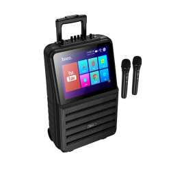 Φορητό Ηχείο Wireless Hoco DS70 Spacious v5.0 60W 7200mAh USB AUX TF Card με 2 Ασύρματα Μικρόφωνα Οθόνη Αφής 14.1
