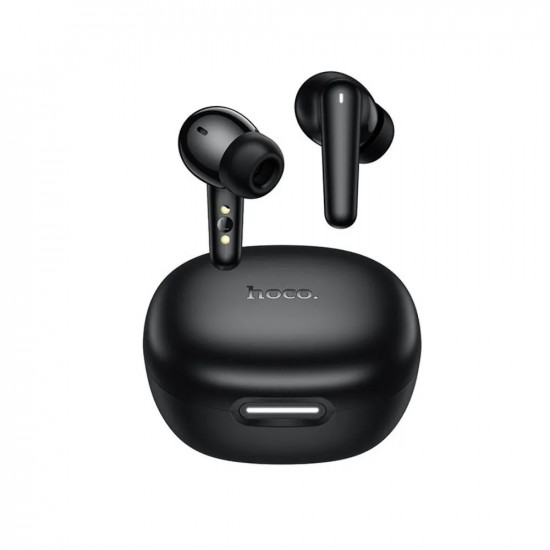 Wireless Hands Free Hoco EQ100 Intelligent TWS Dual Microphone v5.4 500mAh 10  Ώρες Λειτουργίας και AI Μετάφραση σε 134 Γλώσσες και Ενσωματωμένη Βάση Κινητού Μαύρα 51178