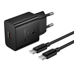 Φορτιστής Ταξιδίου Hoco N76 Star GaN 25W Fast Charge με 1xUSB-C και Καλώδιο USB-C σε USB-C Μαύρος 51070