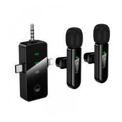 Σετ Μικρόφωνα Πέτου Ασύρματα Hoco L20C Fair Lavalier USB-C AUX Lightning 2.4Ghz Εμβέλεια 15m Digital Noise Cancellation ENC εως και 7 Ώρες Λειτουργίας 51113