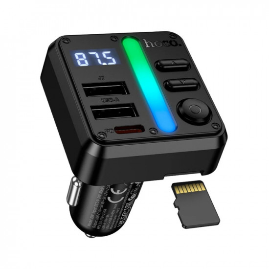 Bluetooth FM Transmitter Hoco E89 Libre 45W με 2xUSB-A και 1xUSB-C PD30W BT v5.4 Υποστηρίζει Αναπαραγωγή Μουσικής απο USB ή Κάρτα SD και Απάντηση Κλήσεων 51106