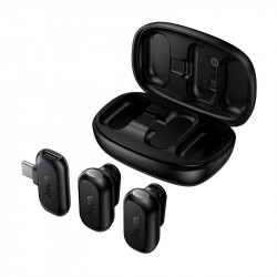 Σετ 2 Μικρόφωνα Πέτου Lavalier Ασύρματα Hoco L26 USB-C με AI Smart Μείωση Θορύβου 400mAh 6hrs Χρήσης Μαύρα 51366