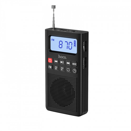 Επαναφορτιζόμενο Φορητό Ραδιόφωνο Hoco HI51 3W 700 mAh AM/FM με Δυνατότητα Αναπαραγωγής μέσω 3.5mm TF Κάρτα και Bluetooth v5.3 Μαύρο 51392
