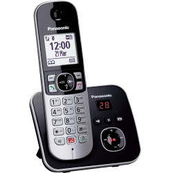 Ασύρματο Ψηφιακό Τηλέφωνο Panasonic KX-TG6861SPB  με Ανοιχτή Ακρόαση Αποκλεισμό Kλήσεων Αυτόματο Τηλεφωνητή Μαύρο 51470