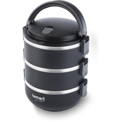 Φαγητοδοχείο Lunchbox 3 Επιπέδων Χωρητικότητας 1,8lt Thermo Lamart LT6023 Μαύρο 43068