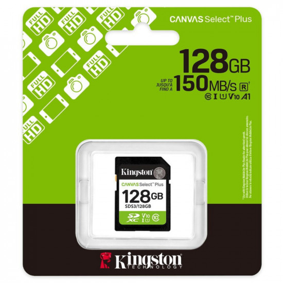 Κάρτα Μνήμης Kingston Canvas Select Plus+ SDXC 128GB Class 10 έως 150MB/s SDS3/128GB 47966