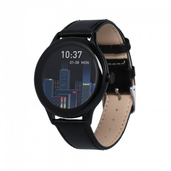 Smartwatch Maxcom FW48 Vanad Satin IP67 200mAh με 1.32” AMOLED Ecoleather Band Μαύρο 40285