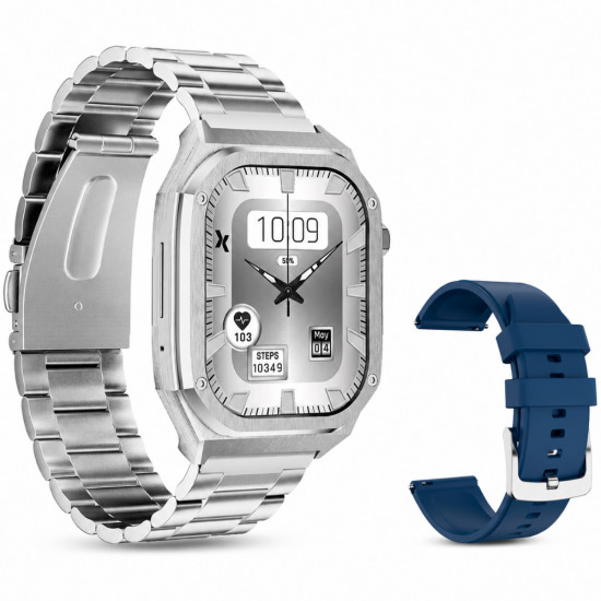 Smartwatch Maxcom FW65 Iron S 1.95” Amoled IP68 400mAh με Έξτρα Λουράκι Ασημί 52032