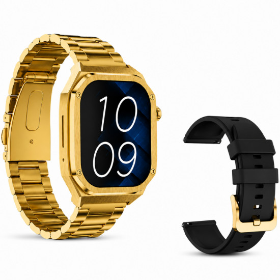 Smartwatch Maxcom FW65 Iron S 1.95” Amoled IP68 400mAh με Έξτρα Λουράκι Χρυσό 52033
