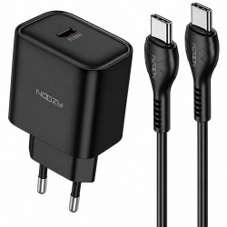 Φορτιστής Ταξιδίου Noozy Core C21 PD25W με Καλώδιο USB-C σε USB-C 1m Μαύρο 49930