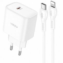 Φορτιστής Ταξιδίου Noozy C21 Core PD25W με Καλώδιο USB-C σε Lightning 1m Λευκός 49931