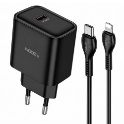 Φορτιστής Ταξιδίου Noozy Core C21 PD25W με Καλώδιο USB-C σε Lightning 1m Μαύρος 49932