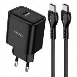 Φορτιστής Ταξιδίου Noozy Edge E25 PD30W με Καλώδιο USB-C σε USB-C 1m Μαύρο 49934