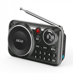Akai APR-500BK Μαύρο φορητό ραδιόφωνο με Bluetooth, USB, TF, REC, έξοδο ακουστικών και οθόνη-2.5W