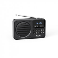 Akai APR-300BK Μαύρο μίνι φορητό ρετρό ραδιόφωνο FM/AM, Bluetooth, USB, microSD