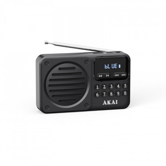 Akai APR-300BK Μαύρο μίνι φορητό ρετρό ραδιόφωνο FM/AM, Bluetooth, USB, microSD