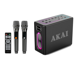 AKAI ABTSW-120 Αδιάβροχο Φορητό Ηχείο Bluetooth με 2 Ασύρματα Μικρόφωνα, TWS, 80W