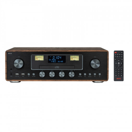 Akai AM-100 Rhapsody Μαύρο ηχοσύστημα με CD player, ασύρματη φόρτιση, Bluetooth, 2xUSB για αναπαραγωγή και φόρτιση, EQ, FM, Aux-In, υποδοχή ακουστικών και τηλεχειριστήριο-30W RMS
