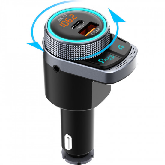 Akai FMT-80BT FM transmitter και φορτιστής με Bluetooth, USB Type-A, Type-C, LED και Hands Free με noise cancellation-38W