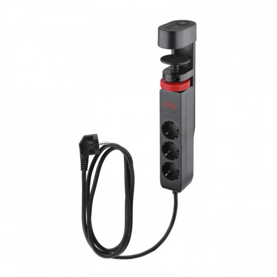 Olympia SL 3000 (41211) Πολύπριζο 3 θέσεων με σφιγκτήρα και διακόπτη μαύρο