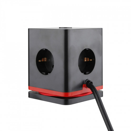 Olympia SW 1000 (41213) Πολύπριζο κύβος 3 θέσεων με διακόπτη μαύρος