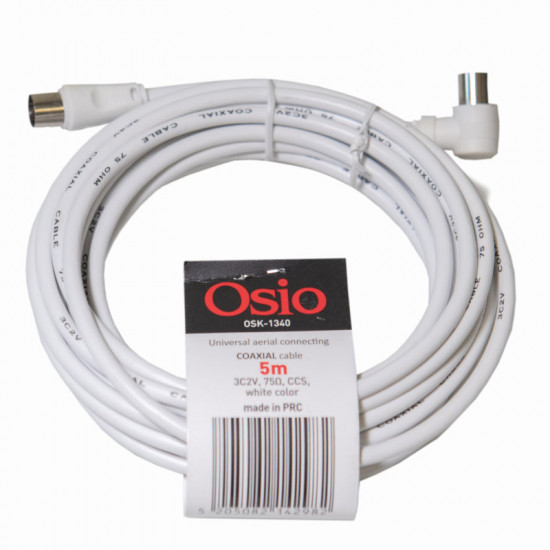 Osio OSK-1340 Ομοαξονικό καλώδιο κεραίας γωνιακό αρσενικό σε θηλυκό 5 m 75 Ω