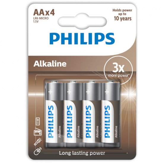 Philips LR6A4B/GRS Αλκαλικές μπαταρίες υψηλής απόδοσης 4 τμχ AA