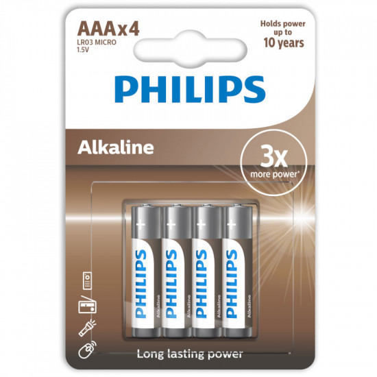 Philips LR03A4B/GRS Αλκαλικές μπαταρίες υψηλής απόδοσης 4 τμχ AAA