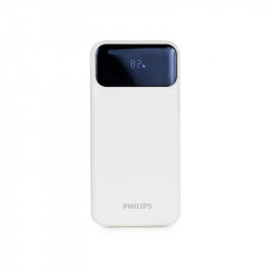Philips DLP1922CW/GRS Λευκό Power bank με γρήγορη φόρτιση, 2x USB-C, USB-A και ενσωματωμένα καλώδια φόρτισης USB-C, USB-A και lightning – 10000mAh