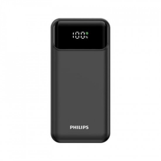Philips DLP1922CB/GRS Μαύρο Power bank με γρήγορη φόρτιση, 2x USB-C, USB-A και ενσωματωμένα καλώδια φόρτισης USB-C, USB-A και lightning – 10000mAh