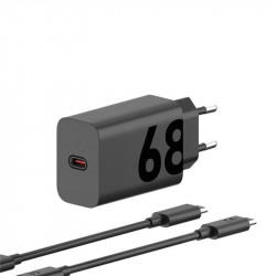 Motorola SJMC682 Μαύρος ταχυφορτιστής Type-C με GanFast τεχνολογία φόρτισης και καλώδιο 1μ. Type-C σε Type-C-68W