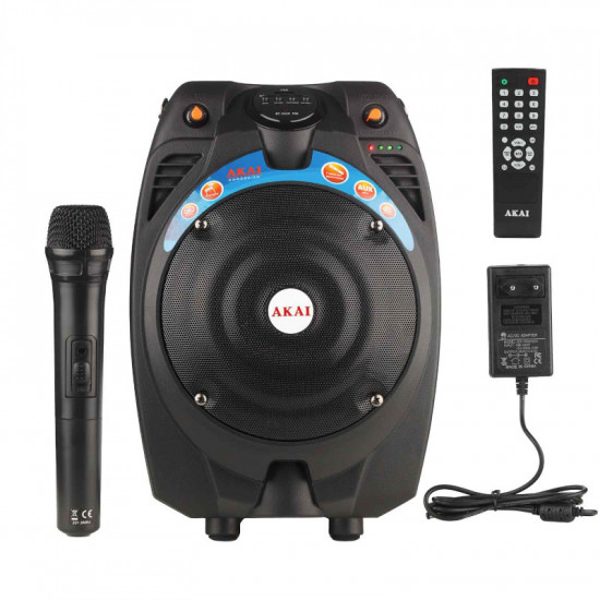 Akai SS022A-X6 Φορητό ηχείο Bluetooth με ενισχυτή, USB, FM, AUX, κάρτα SD, ασύρματο μικρόφωνο και τηλεχειριστήριο – 30W RMS