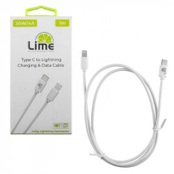 Lime LCL03 Λευκό Kαλώδιο USB Type-C σε Lightning Long 4.0A, 1m για φόρτιση και δεδομένα-30W