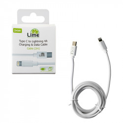 Lime LCL02 Λευκό Kαλώδιο USB Type-C σε Lightning 4.0A, 2m για φόρτιση και δεδομένα-24W