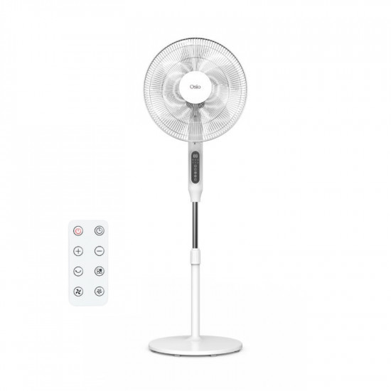 Osio OSF-9015 Λευκός αθόρυβος ανεμιστήρας δαπέδου 16” με BLDC motor, 24 ταχυτήτων με οθόνη και τηλεχειριστήριο-24W
