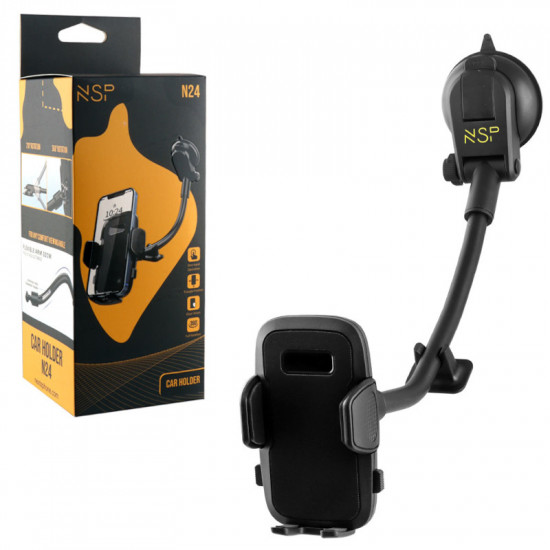 NSP N24 (8347788) Universal Bάση στήριξης κινητών αυτοκινήτου με εύκαμπτο βραχίωνα 70mm, 360°, 4.7″-7.2″