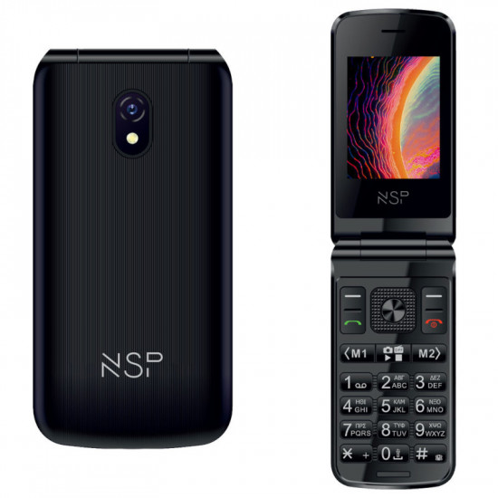 NSP 2600DS (8340444) Μαύρο κινητό τηλέφωνο Flip 2G με πλήκτρα, Dual SIM, Camera, Bluetooth, USB, micro-SD, FM, 2.4” και SOS