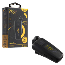 NSP BN222 Πτυσσόμενο Bluetooth Handsfree V6.0 με Δόνηση & Anti-Lost, Σύνδεση 2 Συσκευών Μαύρο - 8402555