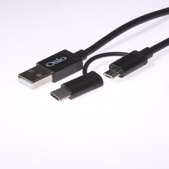 Osio OTU-495B Καλώδιο USB σε micro USB & USB TYPE C με αντάπτορα – 1 m