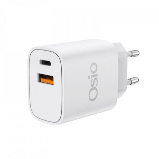 Osio OTU-5904W Διπλός φορτιστής κινητού με USB Type-C και USB Type-A – 20W
