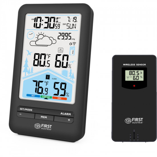 First Austria FA-2461-7 Ασύρματος μετεωρολογικός σταθμός με αισθητήρα εξωτερικού χώρου και διπλό ξυπνητήρι