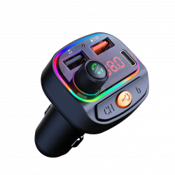 Osio OFT-4265BT Bluetooth FM Transmitter Αυτοκινήτου με 2×USB-A + 1×USB-C, Hands-Free & Φωτισμό 7 Χρωμάτων (Black)