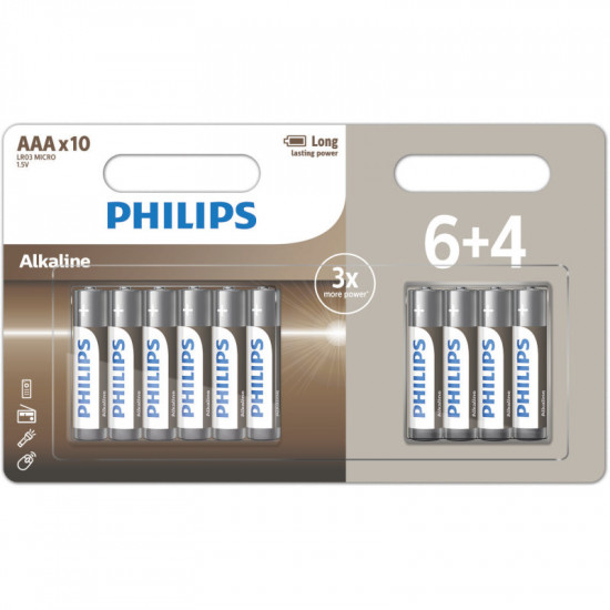 Philips LR03A10BP/GRS Αλκαλικές μπαταρίες υψηλής απόδοσης 10 τμχ AAA