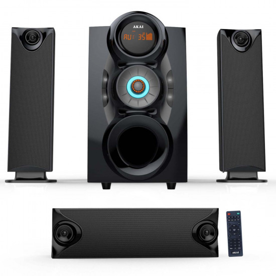 Akai SS028A-3208C – Ηχοσύστημα 3.1 Καναλιών με Subwoofer, Bluetooth 5.0, FM & USB (PMPO 140W)