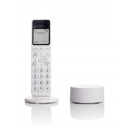 Motorola DOT 411 – Ασύρματο Τηλέφωνο DECT με Τηλεφωνητή, Hands-Free, Φραγή Κλήσεων & Φωτιζόμενη Οθόνη (Λευκό)