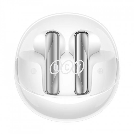 QCY Ailypods Clear White - Semi-Ear 13mm driver, wind cancel ENC for calls, NCVM & Air case TWS BT