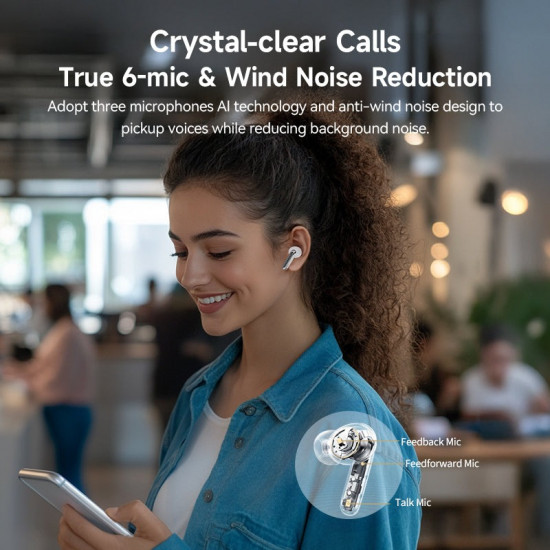 QCY Melobuds N50 ANC Purple - 45db ANC TWS Earbuds 6 mic ENC, IPX4 BT5.4