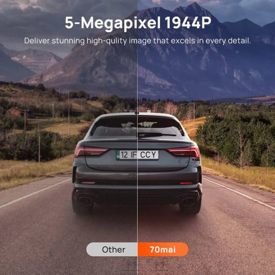 70mai A510-1 Front & Rear Dash Cam w. Screen set w. RC11 Rearview Cam - 1600p, 3k pic, Loop rec Car