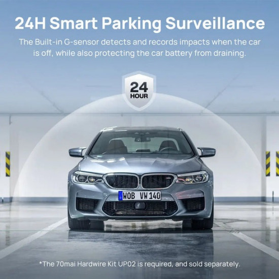 70mai A800S-1 Front & Rear Dash Cam 4k w. screen set w. RC06 Rearview Cam - 2160p 140FOV 500mAh Car